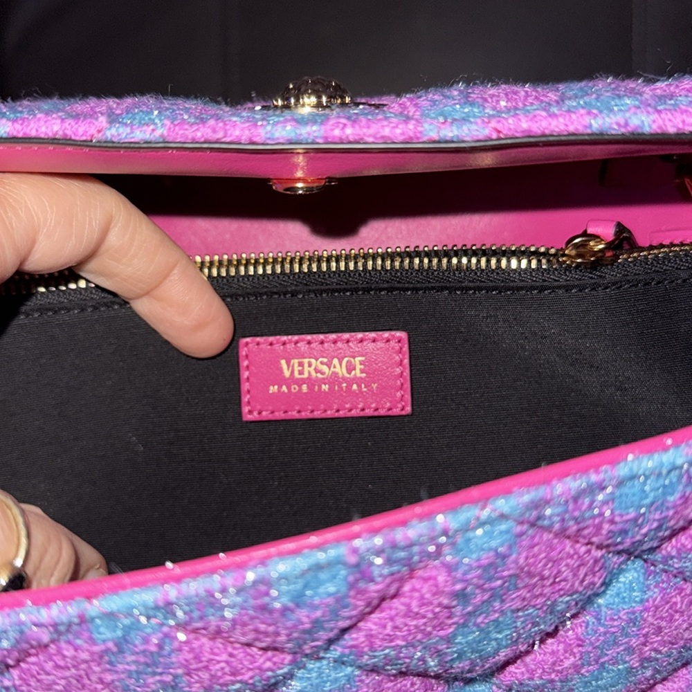 VERSACE Tweed Quilted Medusa Wallet on Chain Crossbody ⚡️w/ dust bag - Picture 5 of 5